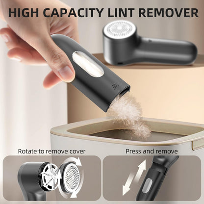 Fabric Shaver, Electric Lint Remover – Thoughtful Birthday Gift for Mom Who Loves Cozy Sweaters, Rechargeable Sweater Defuzzer in Black