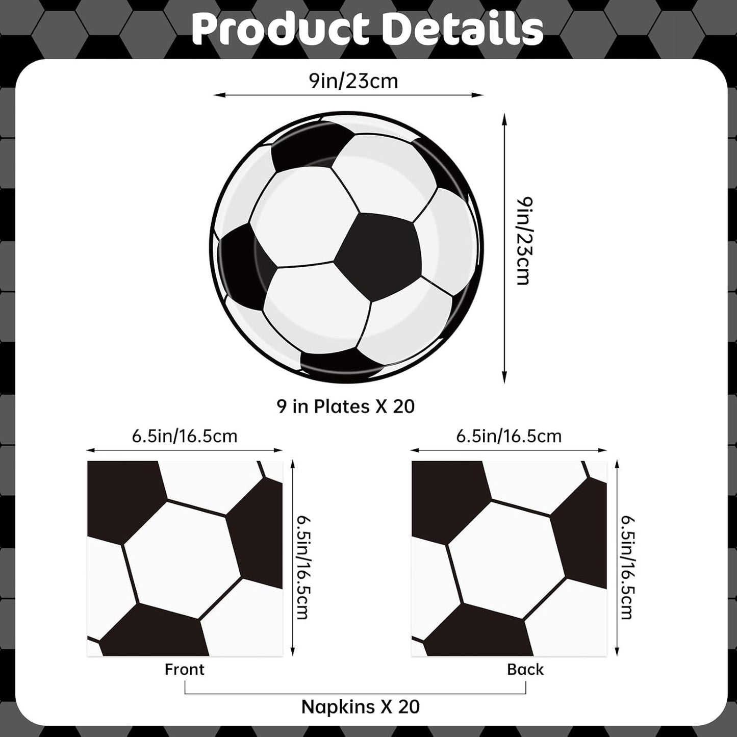 fade-resistant vibrant printing with realistic black-and-white soccer pattern on the sport variant