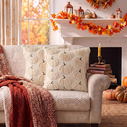 Fallcove Pumpkin Pillow Covers – Apartment Living Room Autumn Refresh, 18x18 Set of 2 Apricot