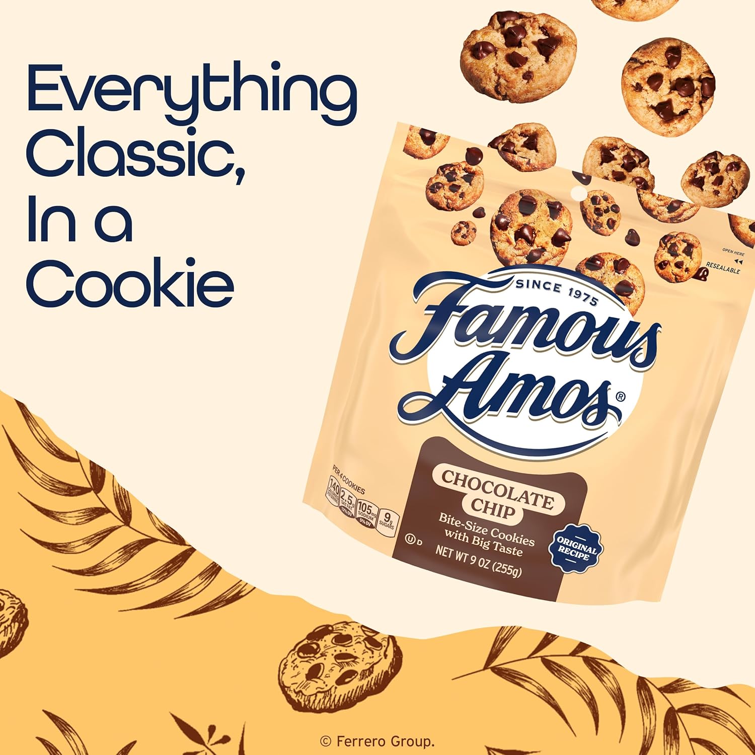 Famous Amos Bite-Size Cookies, Durable Pantry Snack for Hiking Packs, Beach Days, and Park Outings, 9 oz