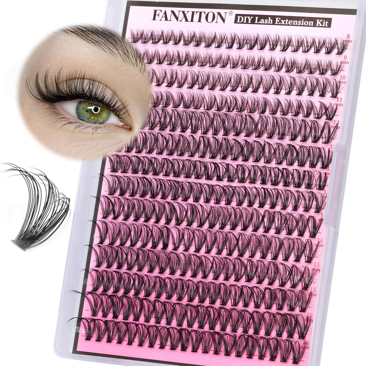 FANXITON Lash Clusters 280 Pcs Wispy Lash Clusters D 8-16 MM Natural Eyelash Clusters 30D Individual Eyelash DIY Lash Extensions at Home (30D)