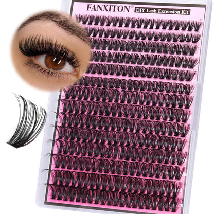 FANXITON Lash Clusters 280 Pcs Wispy Lash Clusters D 8-18 MM Mix Volume Thick Eyelash Clusters 50D Long Individual Eyelash DIY Lash Extensions at Home(50D)