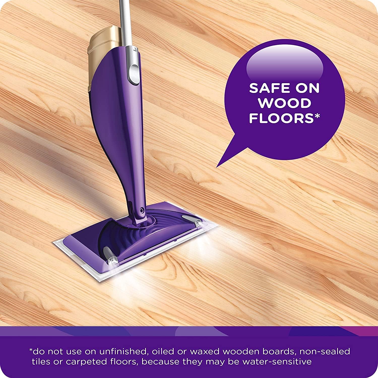 fast-drying, water-based formula safe for sealed hardwood and linoleum