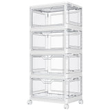 Kmiectse Clear Storage Bins with Lids – Remote Work Desk Companion, Magnetic-Front Office Storage Tower