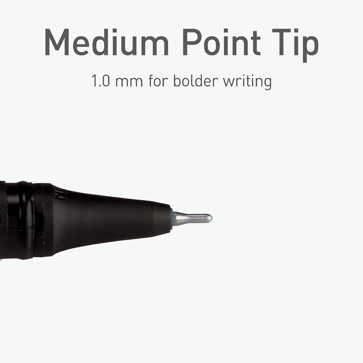 featherweight matte black barrel with nickel silver pen tip for comfortable grip