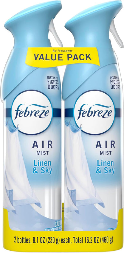 Febreze Air Mist Deodorizer – Subtle Linen Scent Room Spray for Classroom, Studio and Conference Room