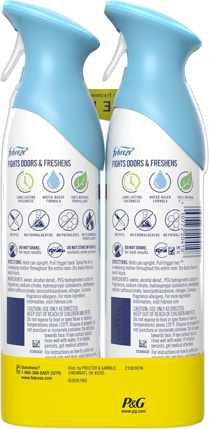 Febreze Air Mist Deodorizer – Subtle Linen Scent Room Spray for Classroom, Studio and Conference Room