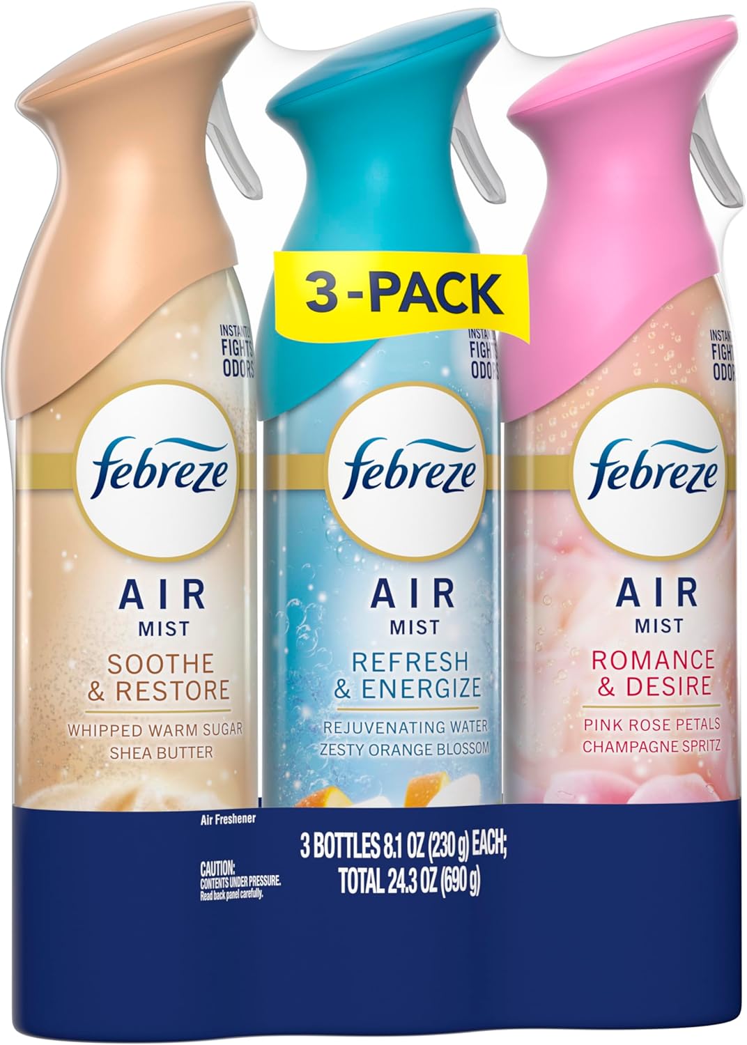 Febreze Air Mist – Focus-Boosting Background Scent for Home Office and Study Nook, Refresh & Energize Spray, Pack of 3
