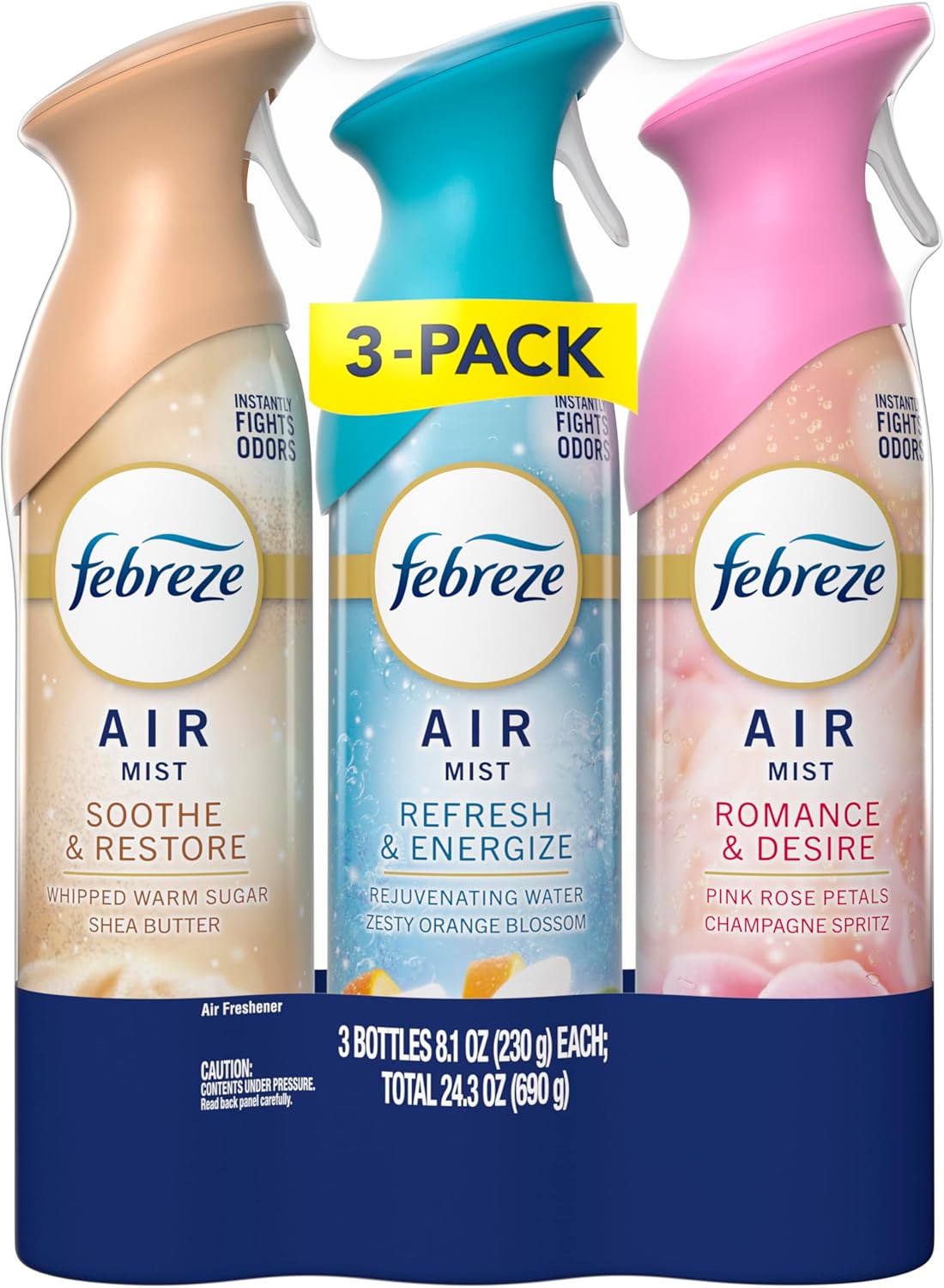 Febreze Air Mist – Focus-Boosting Background Scent for Home Office and Study Nook, Refresh & Energize Spray, Pack of 3