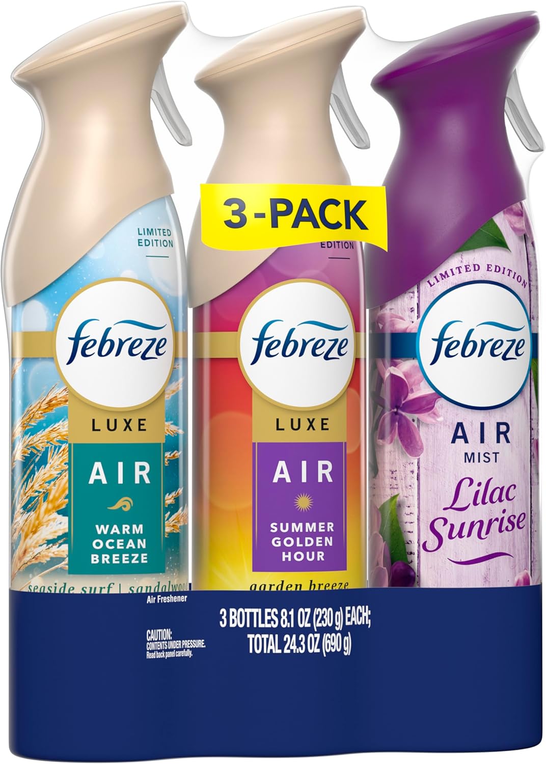 Febreze Air Mist for Kids' Rooms – Non-Toxic Odor Fighter, Lilac Sunrise Summer Peaches Mango Splash 3-Pack