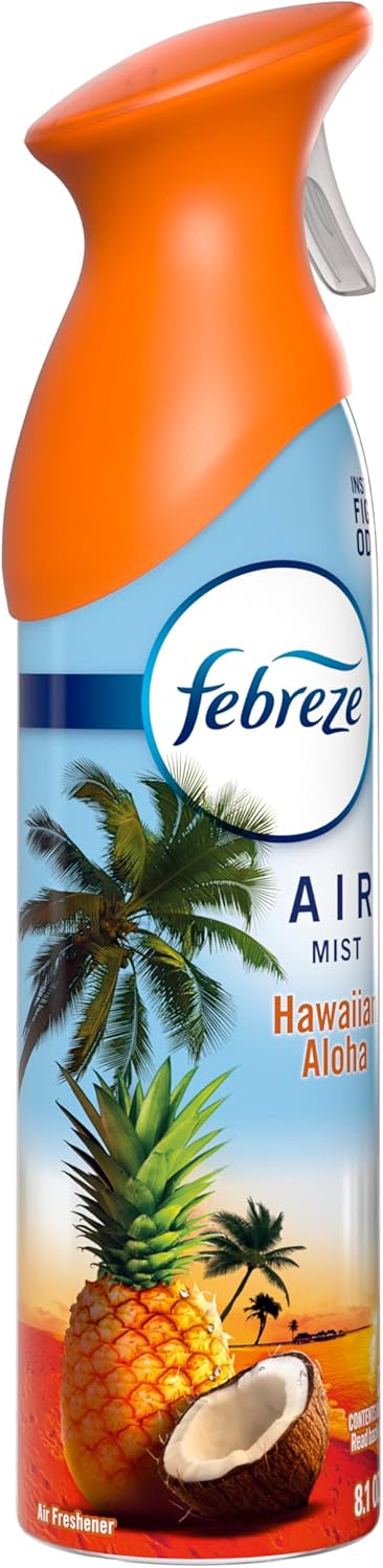 Febreze Air Mist Hawaiian Aloha – One-Press Room Deodorizer for Clutter-Free Living, 8.1oz 6-Pack