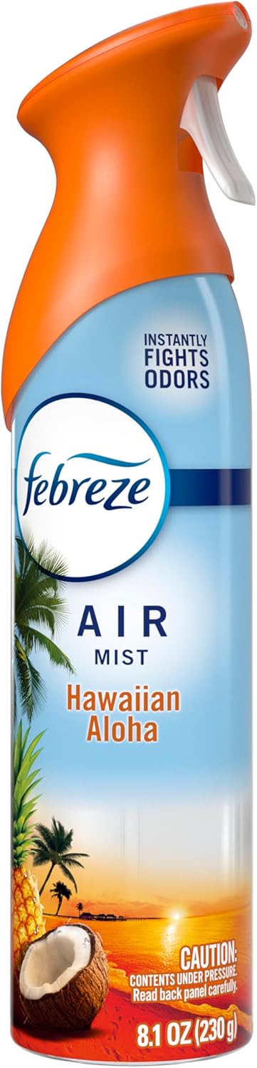 Febreze Air Mist Hawaiian Aloha – One-Press Room Deodorizer for Clutter-Free Living, 8.1oz 6-Pack