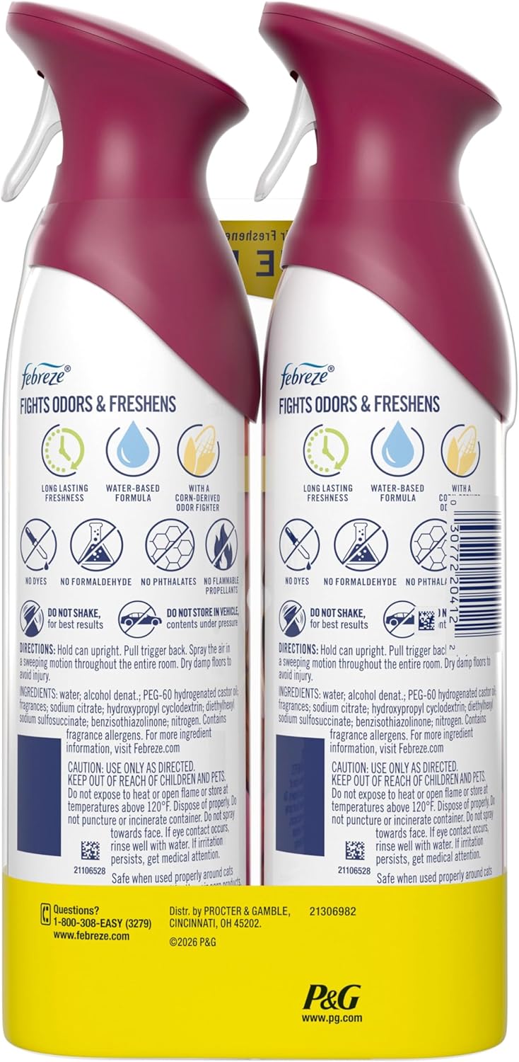 Febreze Air Mist Vanilla Suede Air Freshener – Non Toxic Room Spray for Bath Time and Nightly Wind Down Routine