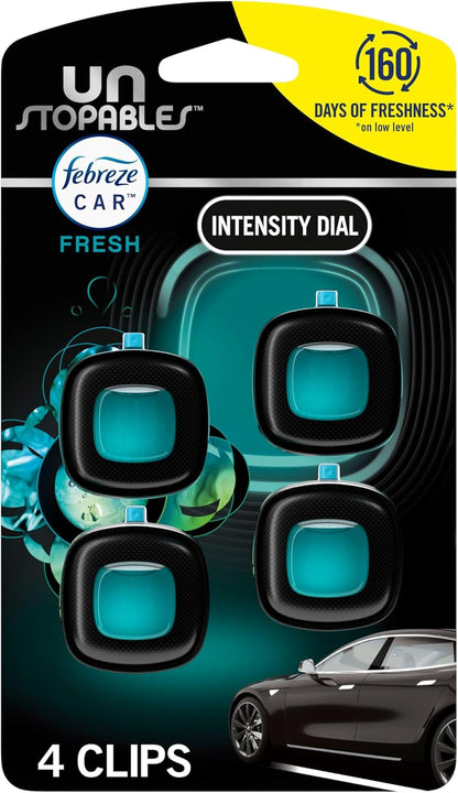 Febreze Car Odor-Fighting Vent Clip – Affordable Housewarming and Holiday Gift for New Drivers, Long-Lasting Unstopables Fresh, 1 Count