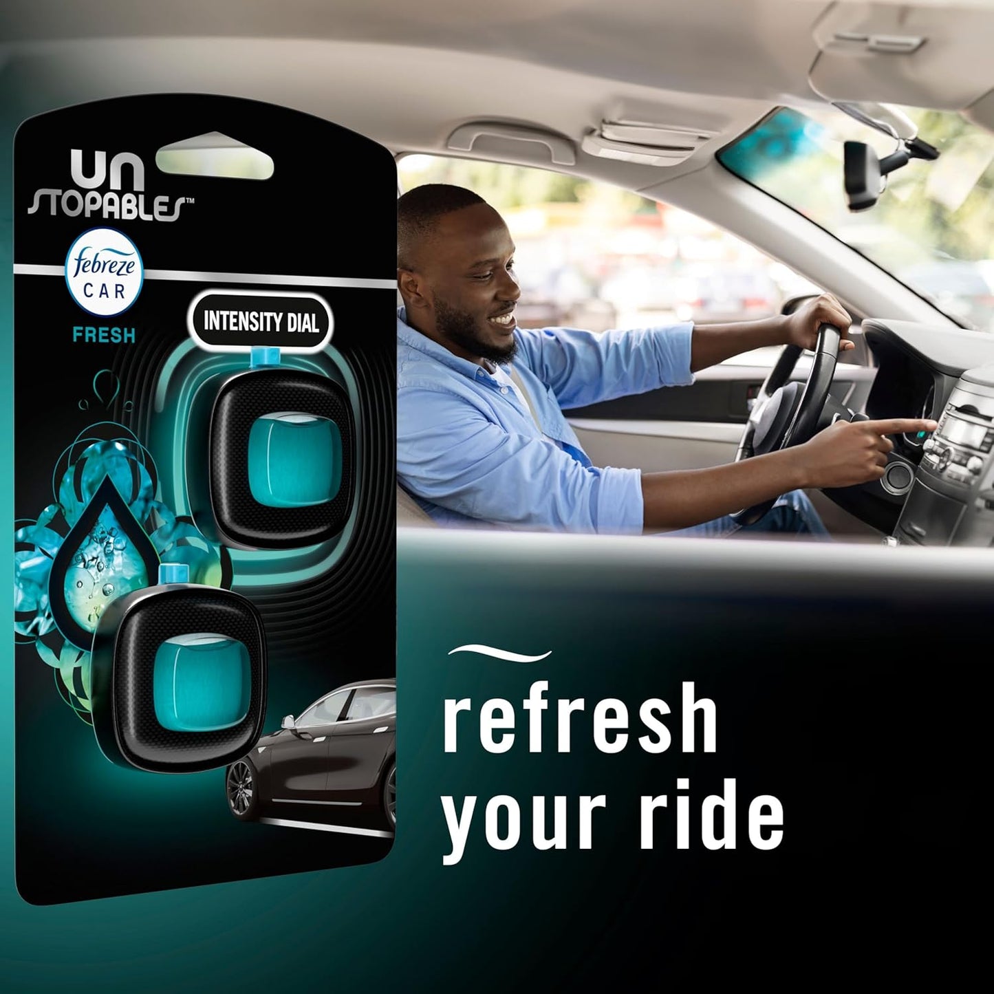 Febreze Car Odor-Fighting Vent Clip – Affordable Housewarming and Holiday Gift for New Drivers, Long-Lasting Unstopables Fresh, 1 Count