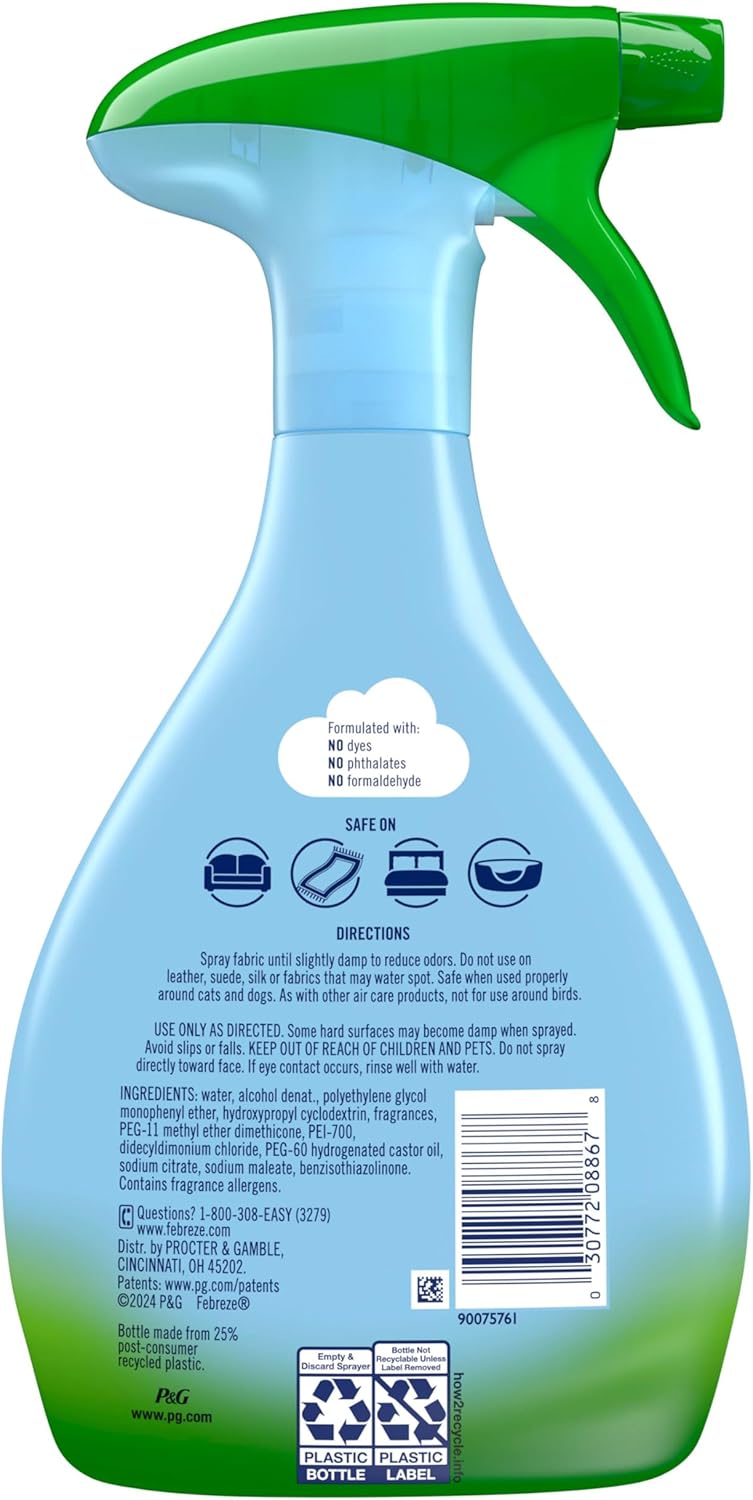 Febreze Fabric Spray Air Freshener – Flameless Fabric Refresher Safe Around Sleeping Kids and Pets