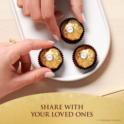 Ferrero Rocher Hazelnut Milk Chocolates – Premium Italian Confections for Elegant Dessert Trays, 3-Piece Box