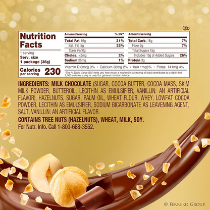 Ferrero Rocher Hazelnut Milk Chocolates – Premium Italian Confections for Elegant Dessert Trays, 3-Piece Box