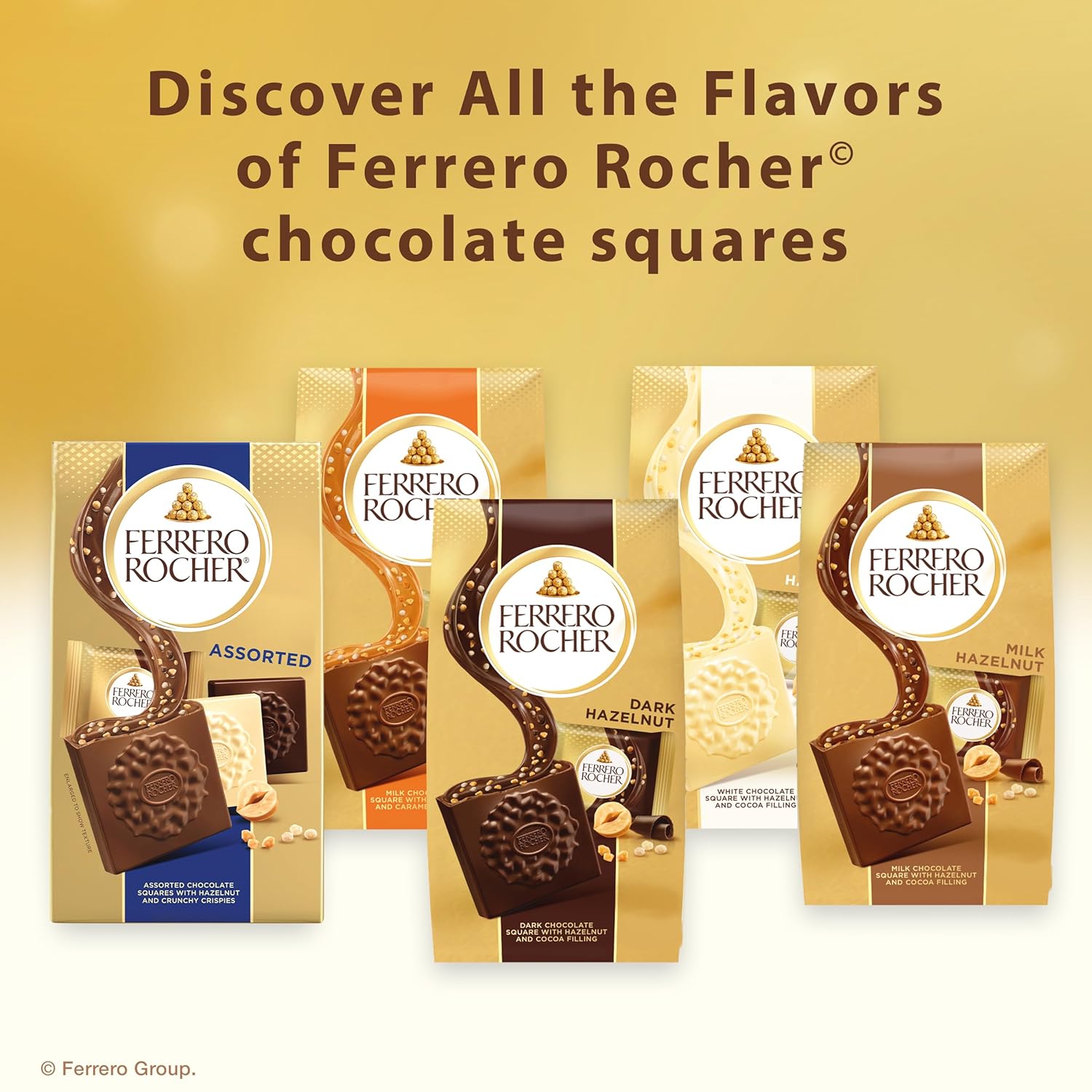 Ferrero Rocher Milk Hazelnut Squares – Crafted Italian Confection for Elevated Gifting Occasions, 60 Individually Wrapped Pack