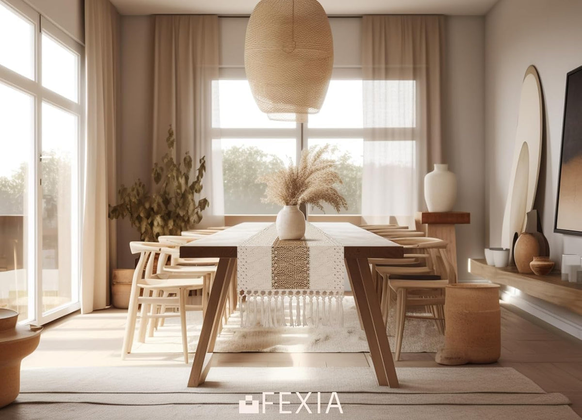 FEXIA Rustic Outdoor Table Runner 72 Inch Length Weather Friendly Boho Decor for Patio Console and Open Air Dining Entertaining