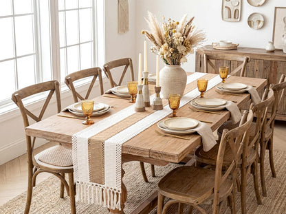 FEXIA Rustic Outdoor Table Runner 72 Inch Length Weather Friendly Boho Decor for Patio Console and Open Air Dining Entertaining