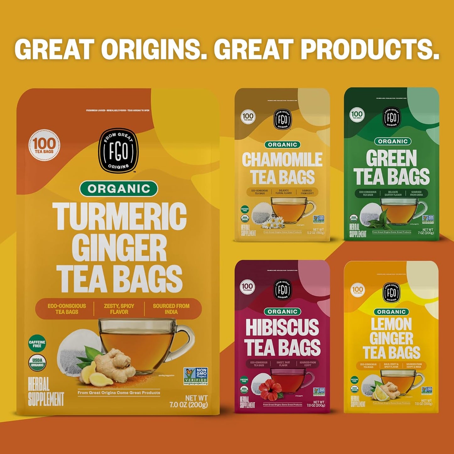 FGO Organic Turmeric Ginger Tea – Premium Organic Birthday Gift for Health-Conscious Women and Moms