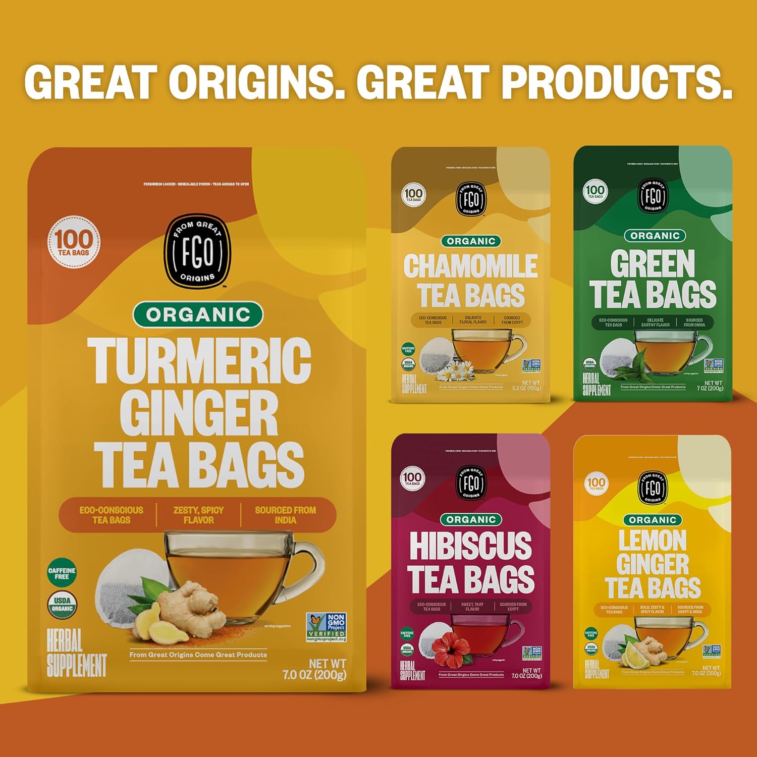 FGO Organic Turmeric Ginger Tea – Premium Organic Birthday Gift for Health-Conscious Women and Moms