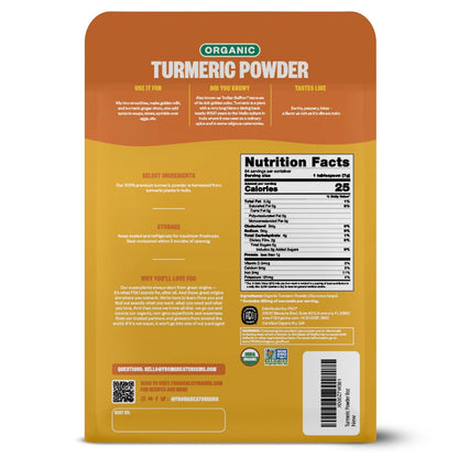 FGO Organic Turmeric Powder – Thoughtful Wellness Gift for Home Cooks, Curcumin-Rich Spice in 8oz Pouch