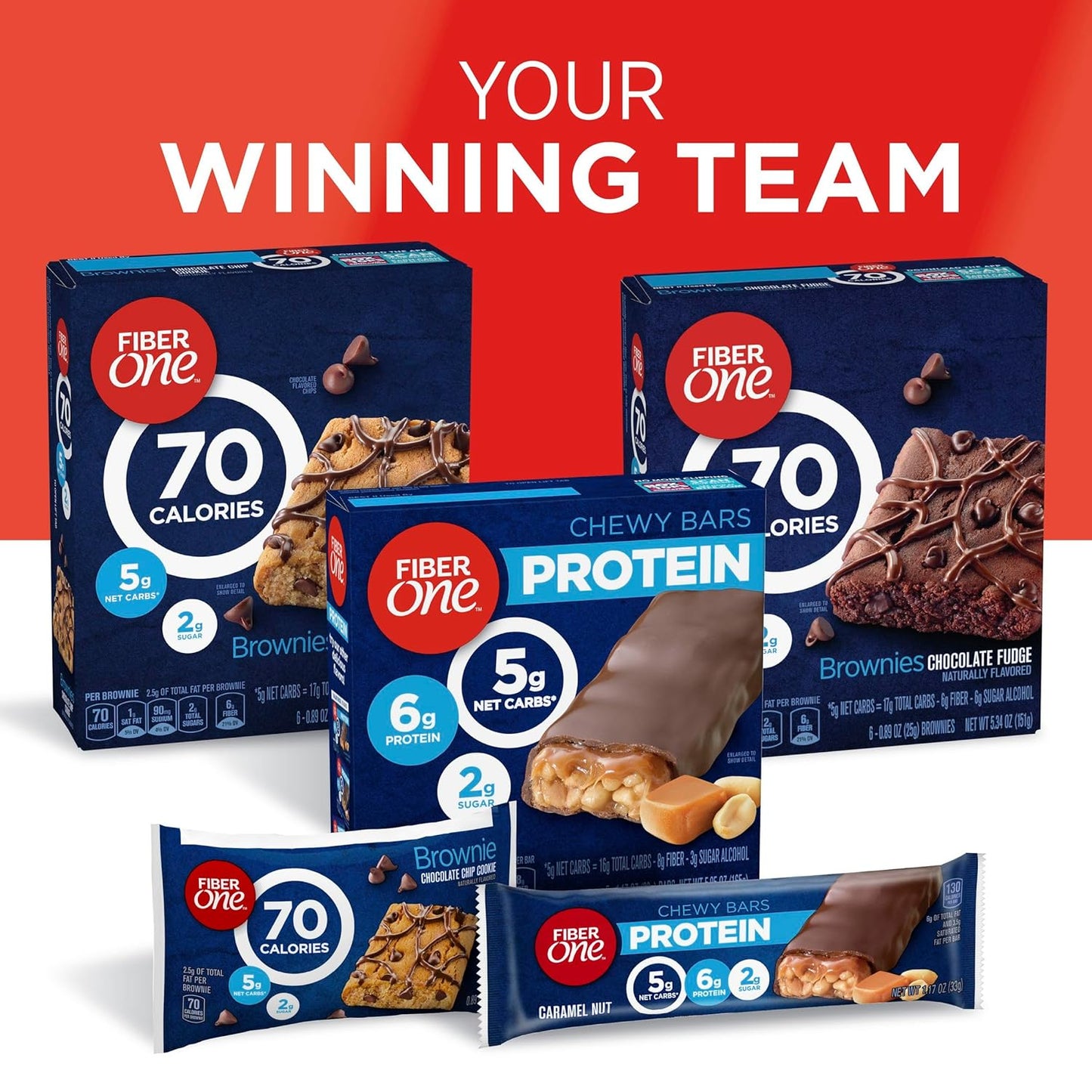 Fiber One 70 Calorie Brownies – Simple Pantry Snack for Clutter-Free Kitchens, 12 Count Box