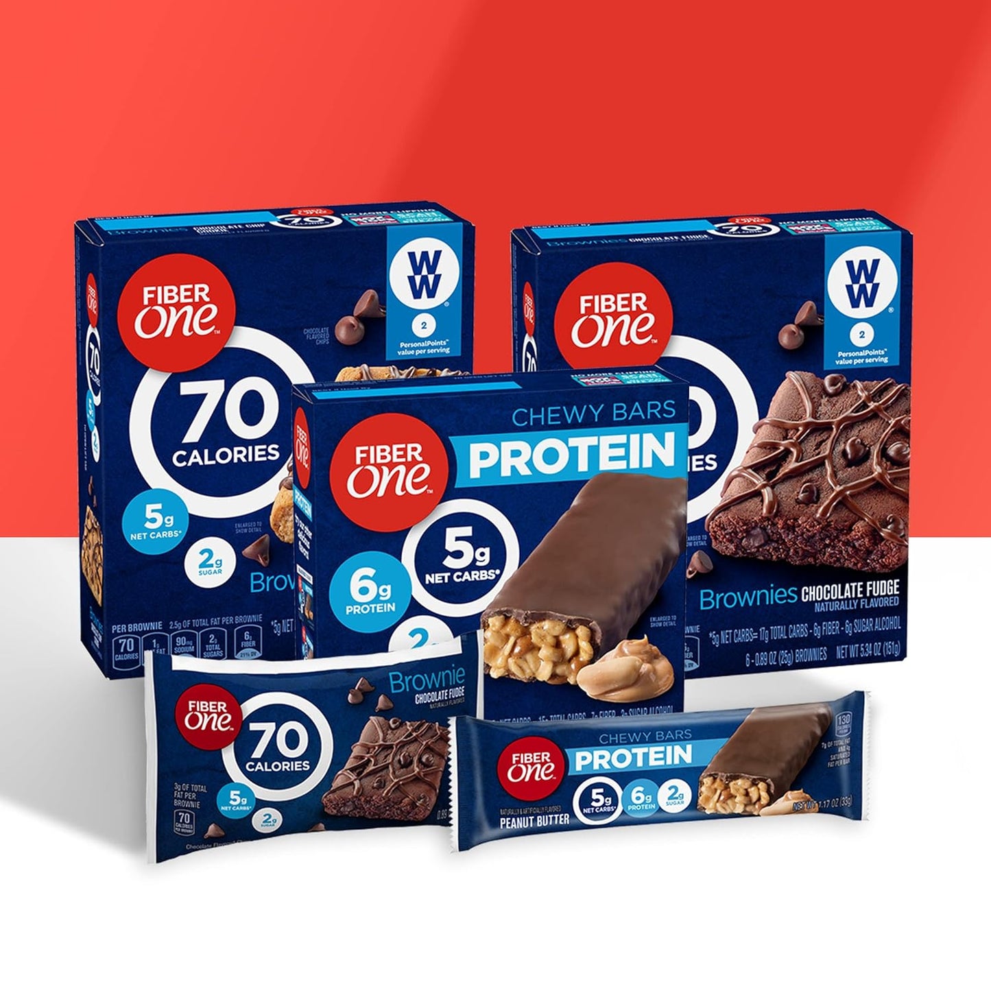 Fiber One Caramel Nut Chewy Protein Bars — Lunch Box Treat for Kids and Older Students, 5 ct Box