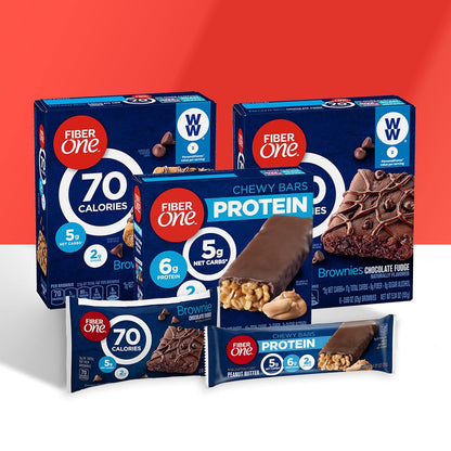 Fiber One Caramel Nut Chewy Protein Bars — Lunch Box Treat for Kids and Older Students, 5 ct Box