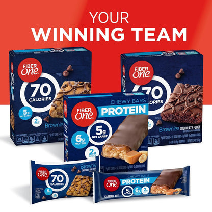 Fiber One Chocolate Fudge Brownies, 70 Calorie Lunch Box Snack Bars for School and After-School, 18 Count
