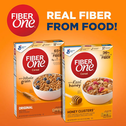 Fiber One Honey Clusters Cereal – Kid-Friendly Breakfast Cereal, Lightly Sweetened Honey Clusters for the Family Table