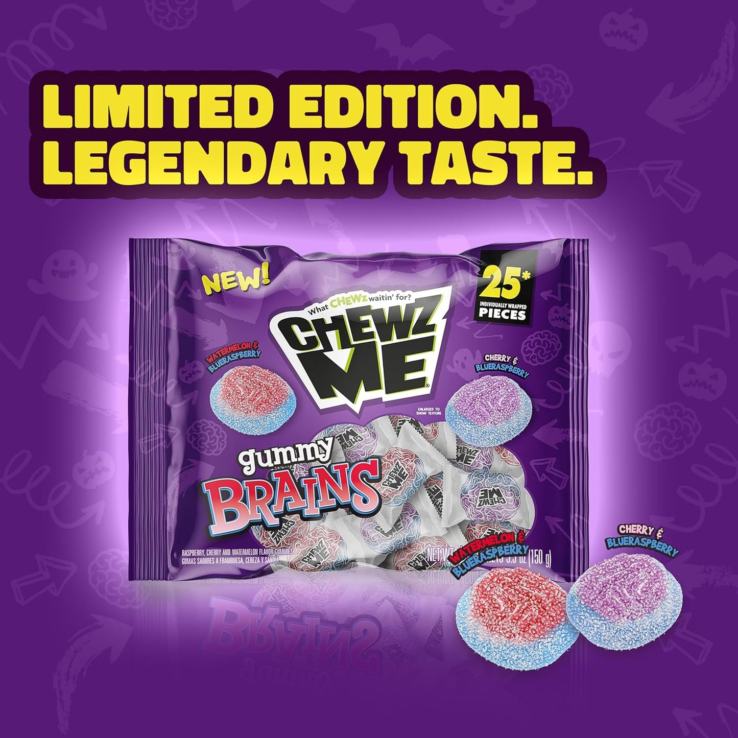 fine sugar exterior coating on chewy gummy base