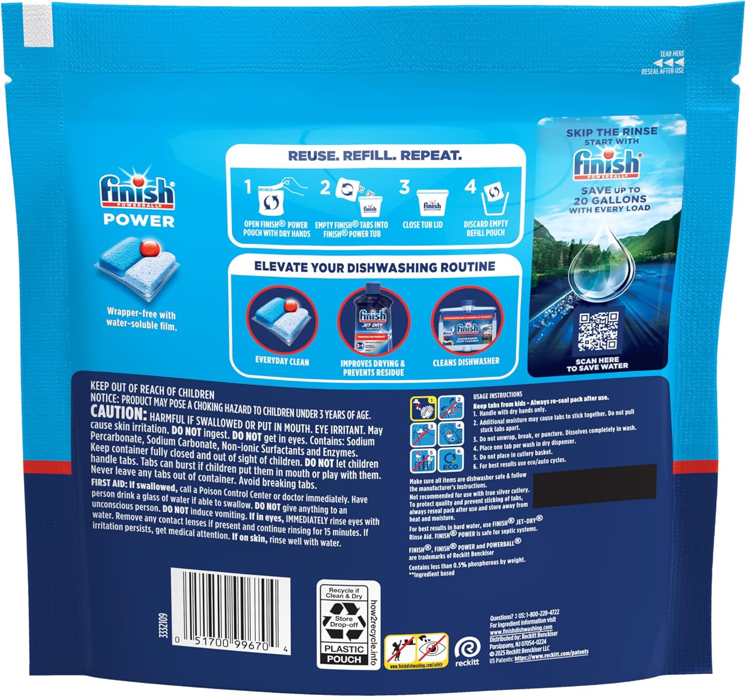 Finish Power Dishwasher Pods for Intentional Homes, No-Measuring Detergent for Less Counter Clutter