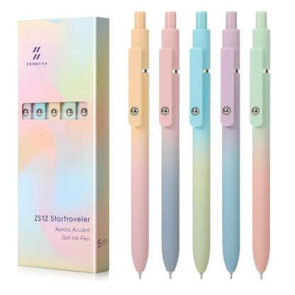FIOVER 5pcs Gel Pens Black Ink Medium Point 0.7mm Pens Smooth Writing High-End Series Cute Ballpoint for Journaling Note Taking, Office School Supplies Gifts for Women and Men