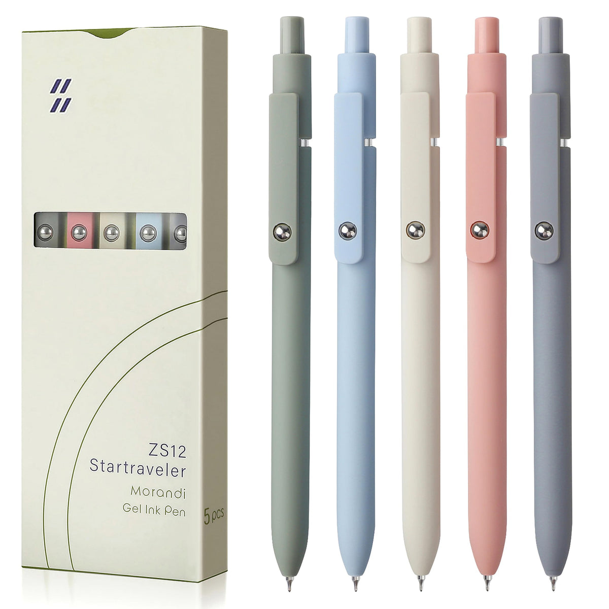 FIOVER 5pcs Gel Pens Quick Dry Ink Pens Fine Point Premium Retractable Rolling Ball Gel Pens Black Ink Smooth Writing for School Office Home