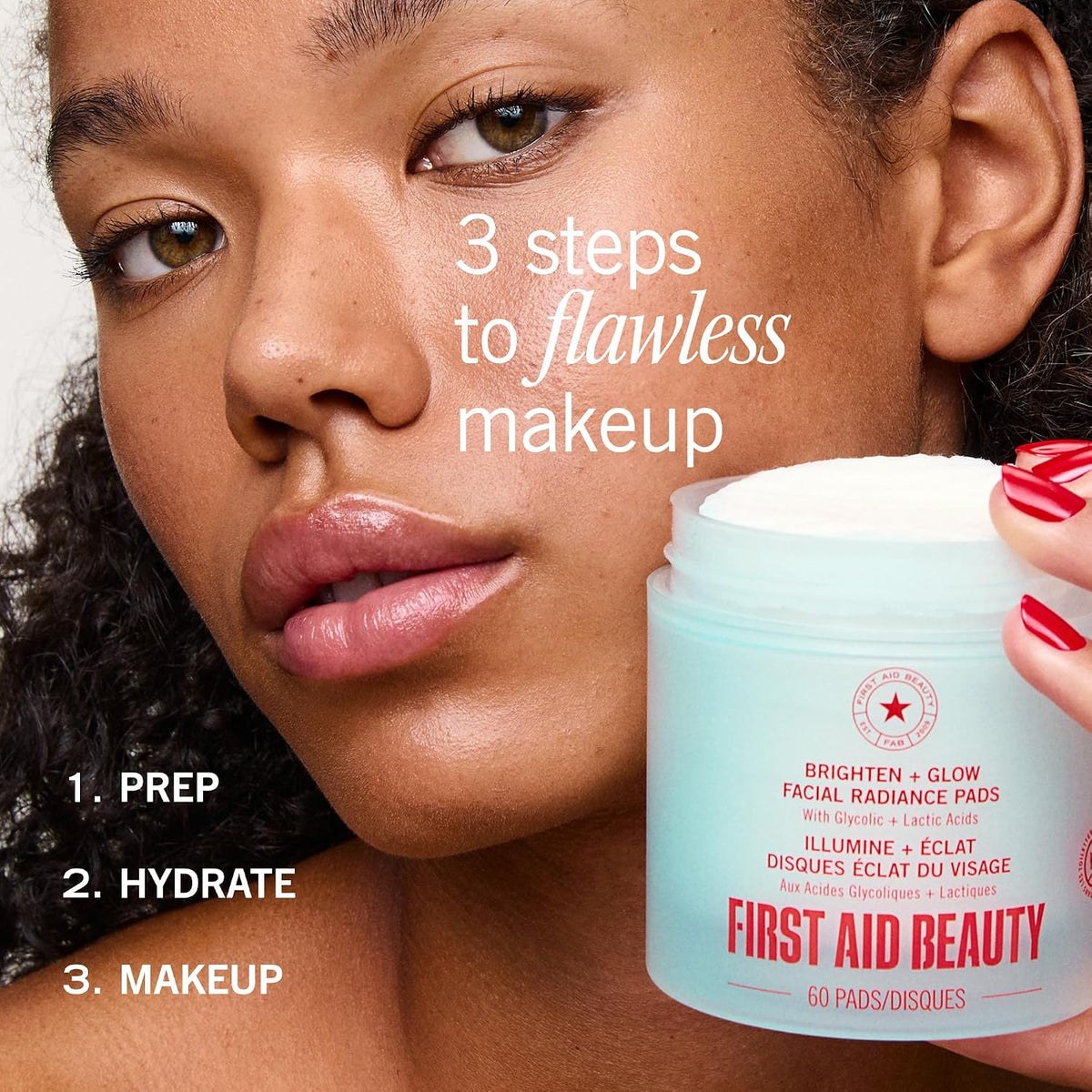 First Aid Beauty Brighten + Glow Facial Radiance Pads – Restorative Overnight Exfoliation Ritual, Compostable AHA Pads for Brighter Skin