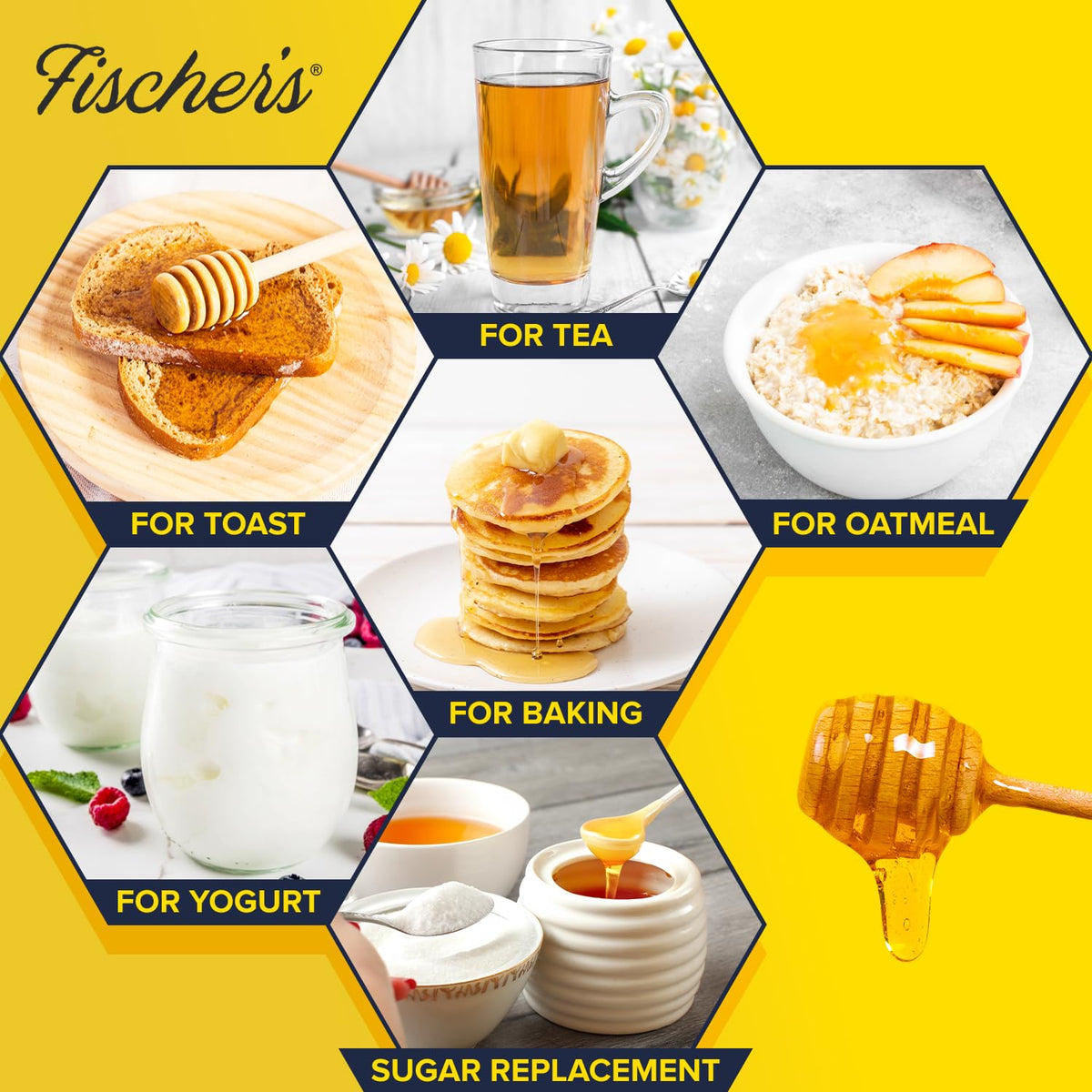 Fischer's Family-Size Wildflower Honey – Gift-Ready Natural Sweetener for Hosts and Coffee Enthusiasts