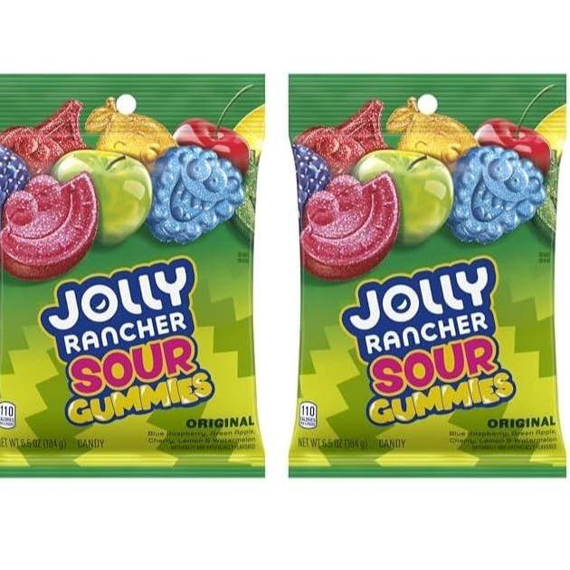 five assorted fruit flavors per bag: watermelon, green apple, cherry, lemon, and blue raspberry