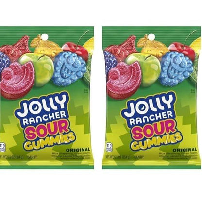 five assorted fruit flavors per bag: watermelon, green apple, cherry, lemon, and blue raspberry