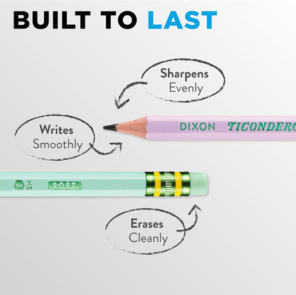five pastel color exterior with matching eraser per pencil