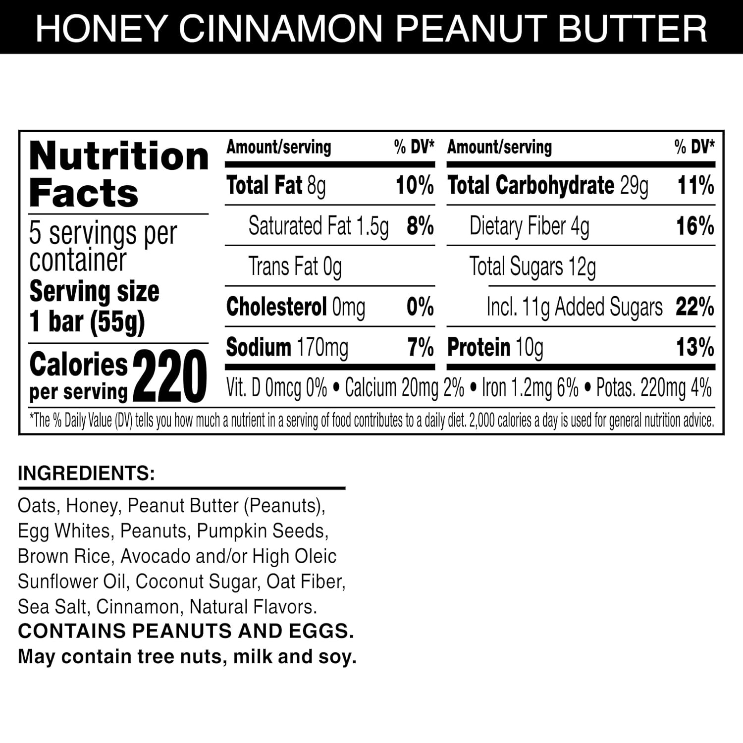 five simple core ingredients: oats, honey, peanuts, egg whites, cinnamon