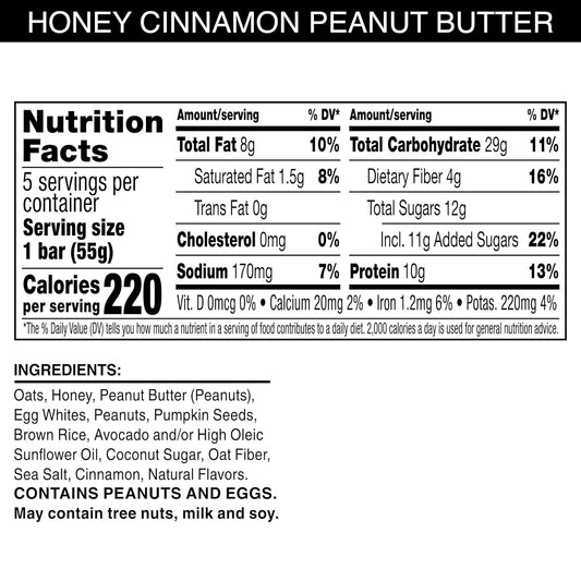 five simple core ingredients: oats, honey, peanuts, egg whites, cinnamon