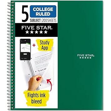 Five Star 5-Subject Spiral Notebook – One-Binder Replacement for a Cleaner Desk Setup