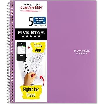 Five Star 5-Subject Spiral Notebook – One-Binder Replacement for a Cleaner Desk Setup
