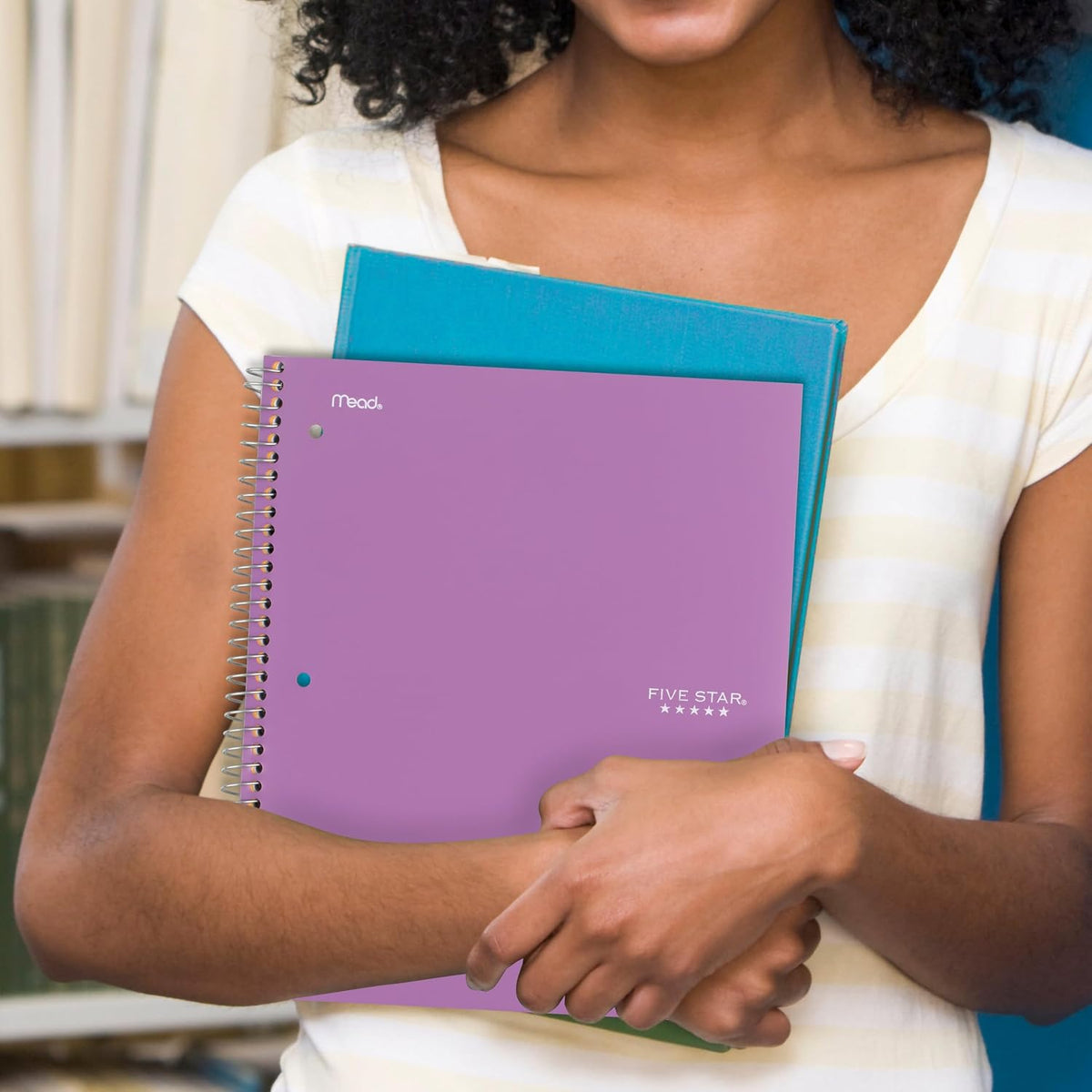 Five Star Spiral Notebook + Study App – Reinforced Pocket Notebook for Student Supply Lists, 4 Pack