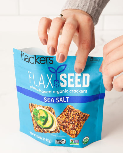 Flackers Organic Rosemary Flaxseed Crackers – Gourmet Hostess Gift for Charcuterie and Wine Pairings
