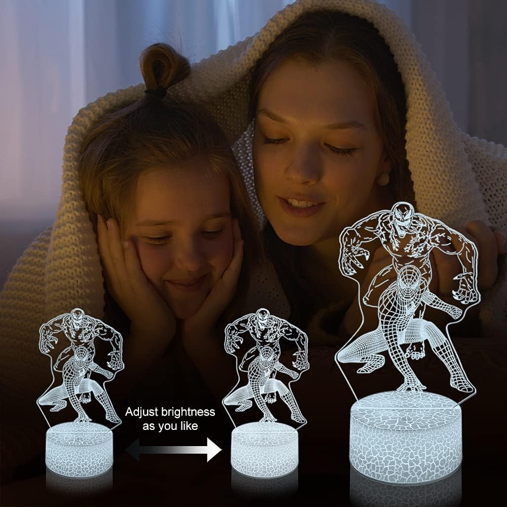 Flameless Superhero 3D Night Light – Cool to Touch LED Lamp Safe for Kids and Pets, No Fire Risk