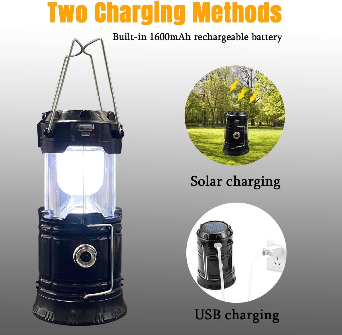 folding carry handle for hanging inside tents, on branches, or inside closets